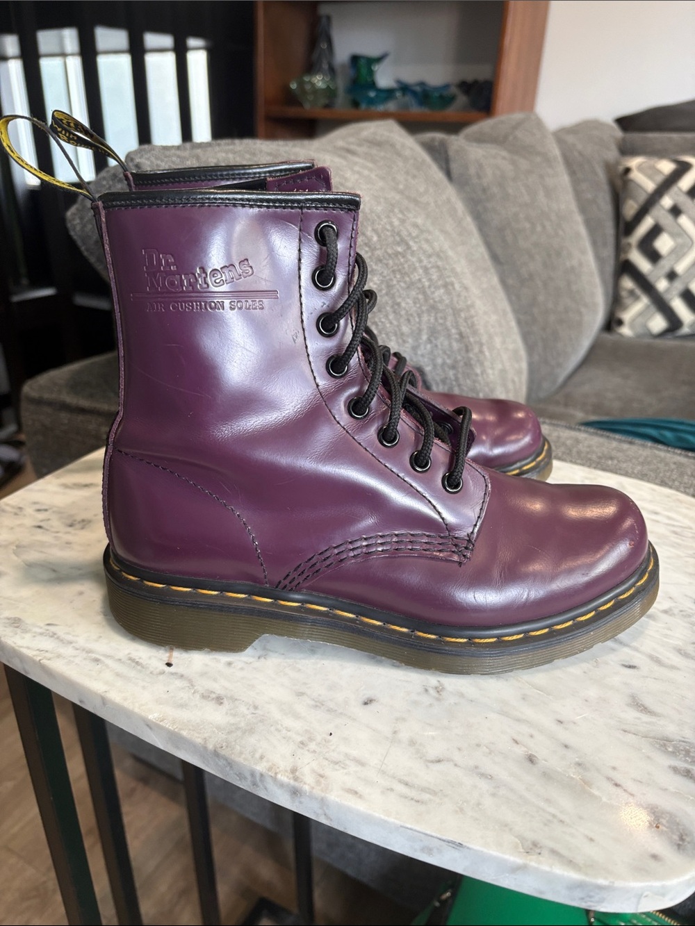 Dr. Martens Women's Plum 8-Eye Leather Lace-Up Boots